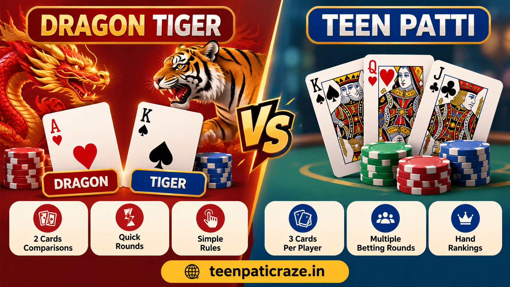 Dragon Tiger vs Teen Patti Infographic